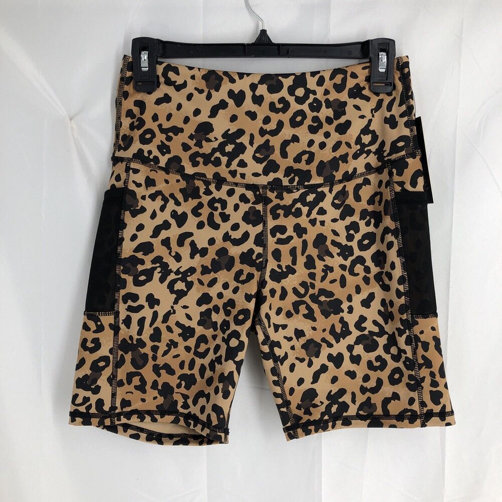 LegEnd Leopard Print Biker Short With Mesh Pocket Size Large